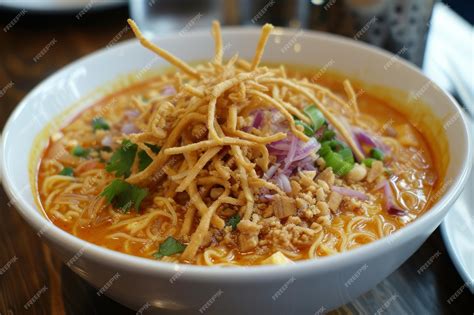  Khao Soi: Uma explosão de sabores picantes e cremosos que te levará direto para as ruas movimentadas de Chiang Mai!